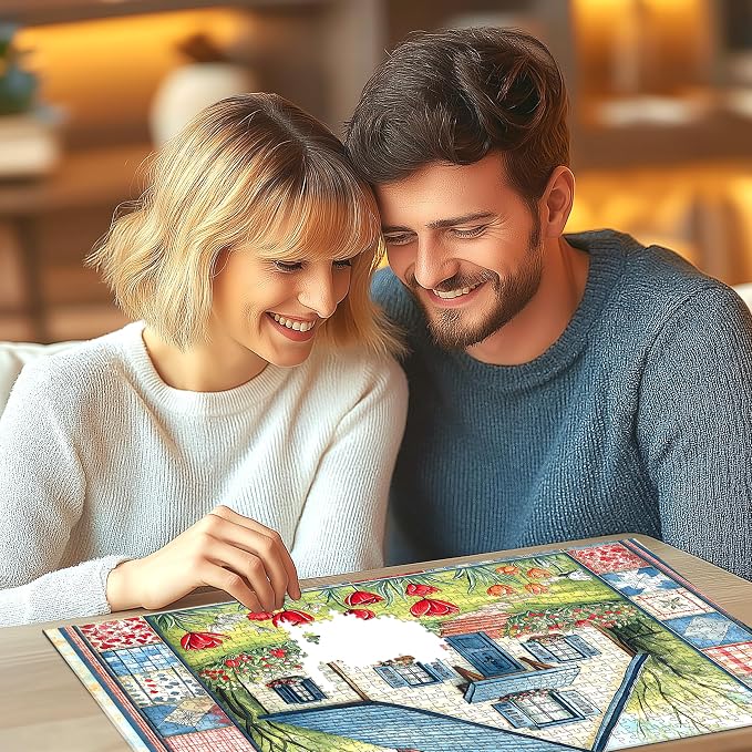 Cottage Bloom 500 Piece Jigsaw Puzzle for Adults, Cozy Country House Garden Scene with Tulips, 20 x 20 Inches for Relaxing & Decor