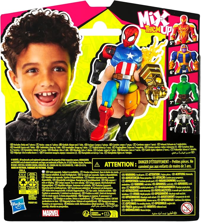 Spider-Man Marvel MixMashers Custom Mix-and-Match Action Figure & Accessories, 5-Inch-Scale Super Hero Toys for Kids Ages 4+
