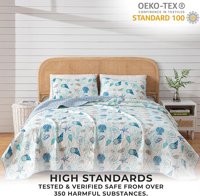 Great Bay Home Coral King Quilt Set, 3 Pieces, Machine Washable