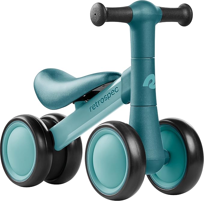 Retrospec Cricket 2 Baby Walker Balance Bike with 4 Wheels - Safe Learning Toy for Ages 12-24 Months - Scratch-Resistant Indoor Outdoor Toddler Riding Toy with Steering Limit & Soft Grips