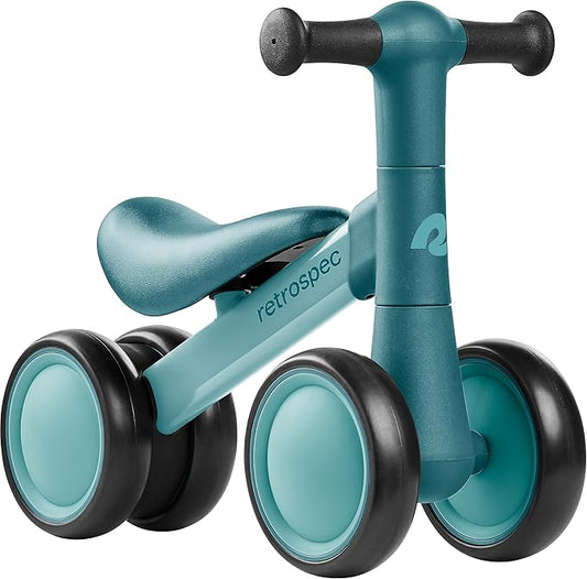 Retrospec Cricket 2 Baby Walker Balance Bike with 4 Wheels - Safe Learning Toy for Ages 12-24 Months - Scratch-Resistant Indoor Outdoor Toddler Riding Toy with Steering Limit & Soft Grips