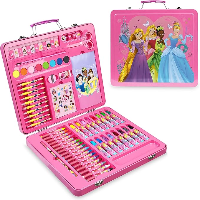 Disney Colored Pencils Art Supplies Kids Drawing Kit School Supplies Painting Kit Girls Drawing Pencils Art Kit Travel Case with Crayons Arts and Crafts for Kids 4-12