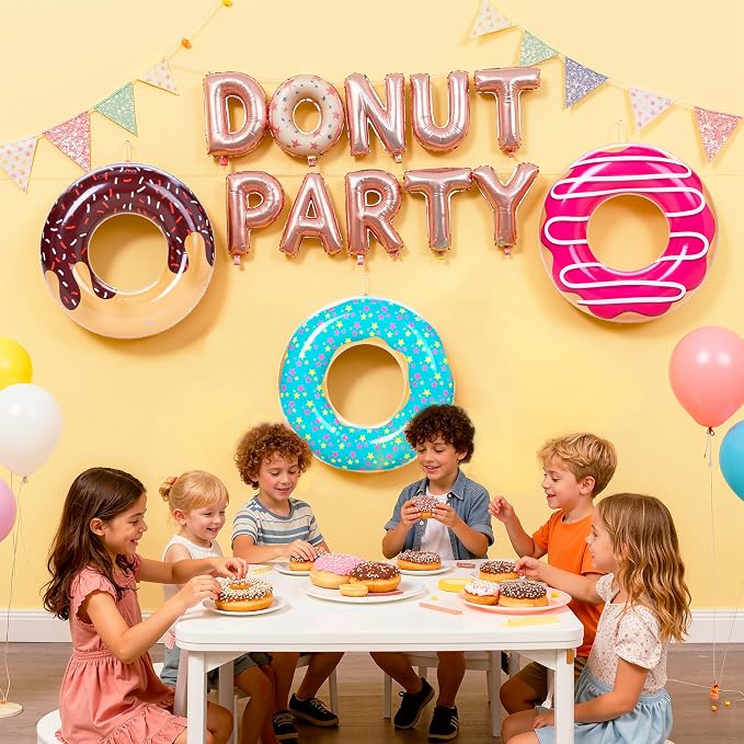 JOYIN Donut Pool Float 32” (3 Pack), Funny Pool Tube Toys for Swimming Pool Party and Donut Party Supplies