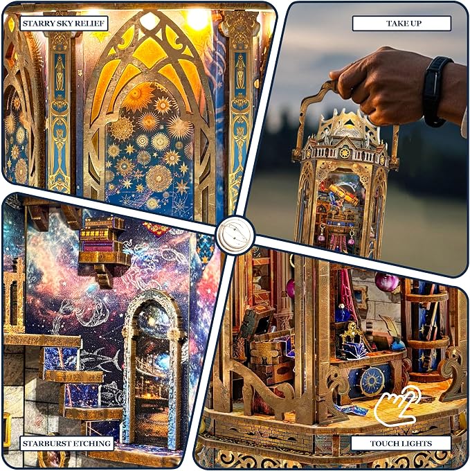 3D Wooden Puzzles for Adults Mechanical Rotation Model Kit DIY Stress-Relief Toy Building Kits for Teens, DIY Crafts/Hobbies/Gifts for Men/Woman - The Lantern of Gaiaxy