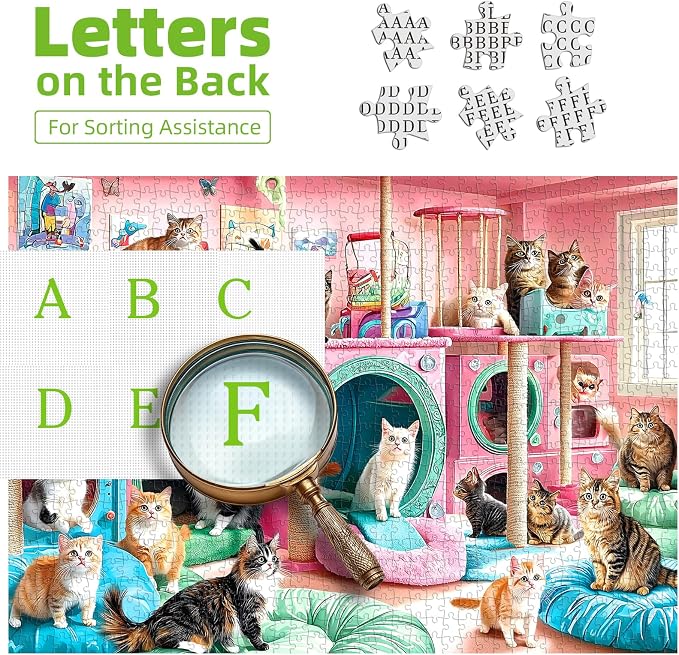 Cat Paradise 1000 Piece Puzzle for Adults Playful Kittys in Pink Playroom Jigsaw Puzzle Vibrant Colorful Cat Play Area Family Challenging Fun Animal Puzzle Gift for Adult Game Night