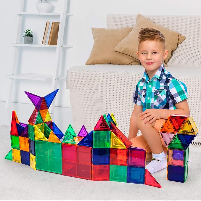 PicassoTiles Mega Building Bundle: 100PC + 60PC Magnet Tiles Construction Blocks Playsets, STEAM Learning & Educational Sensory Playset for Preschool & Kindergarten Kids Ages 3+, A Classroom Must Have