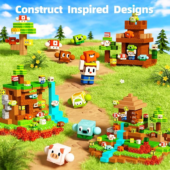 GobiDex 108PCS Magnetic Building Blocks for Kids with Rotatable Figures and Animals, Magnetic Blocks STME Game for Boys and Girls, Magnetic Blocks Toys for Christmas and Birthday Gifts for Ages 3-12