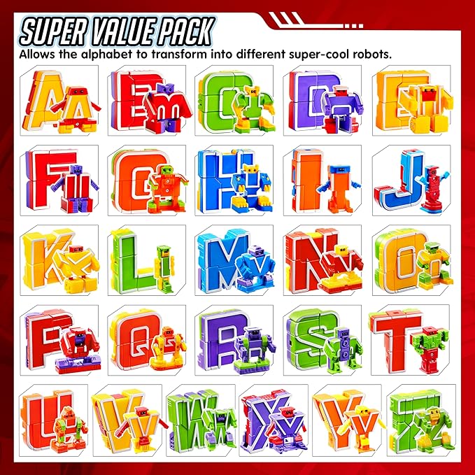 JOYIN Alphabet Robots Toys for Kids, ABC Learning Toys, Alphabots, Letters, Toddlers Education Toy, Carnival Prizes, Treasure Box and Prize for Classroom, Birthday Gift for Kids 3 4 5 6 7 8