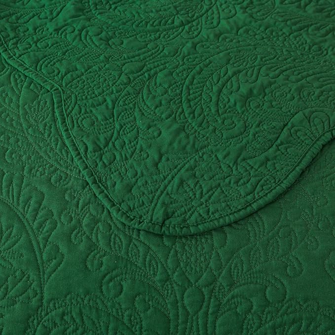 HoneiLife King Size Quilt Sets - 3 Piece Microfiber Quilt Set Lightweight Bedspreads Reversible Coverlets Rustic Bed Cover King Quilt Bedding Set All Season Quilts-Green
