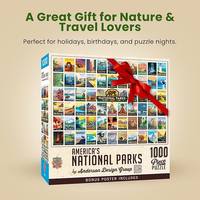 MasterPieces National Parks Maps 1000 Piece Jigsaw Puzzle for Adults, Family, Or Youth - America's National Parks by Anderson Design