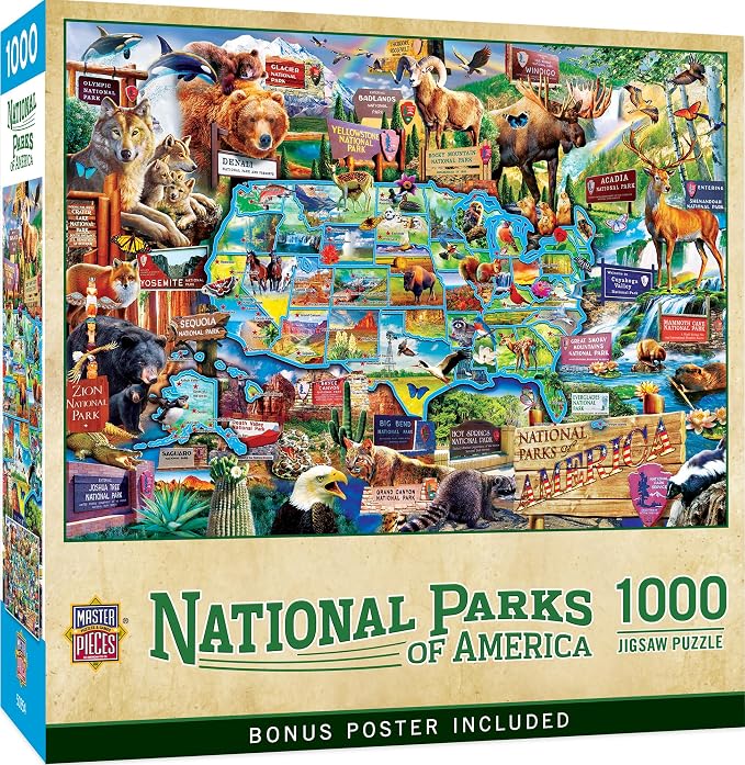 MasterPieces - 1000 Piece Jigsaw Puzzle, National Parks of America, Fun for Adults, Family, Kids 19.25"x26.75"