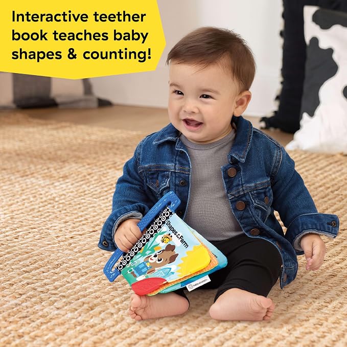 Baby Einstein Farm Explorers Shapes at The Farm Teether Book, Multisensory, Ages Newborn and Up
