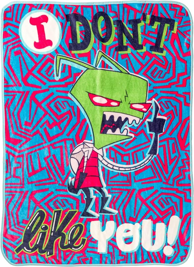 Silver Buffalo Invader Zim I Don't Like You 45" x 60" Fleece Throw, Soft and Cozy Blanket, 185 GSM