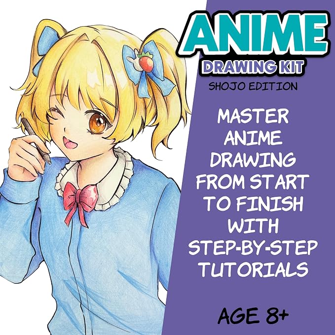 Faber-Castell Anime Drawing Kit: Shojo Edition | Step-by-Step Instruction Book with 20 Practice Pages, Color Pencil Set & Drawing Supplies for Kids, Summer Craft Supplies(1 Book)
