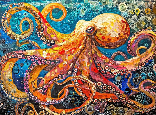Cross & Glory | 1000 Piece Jigsaw Puzzles for Adults | The Great Blue Octopus Enigma | Deep Sea Octopus Puzzle | Satin Finish Ocean Puzzle 1000 Pieces | Ages 14+