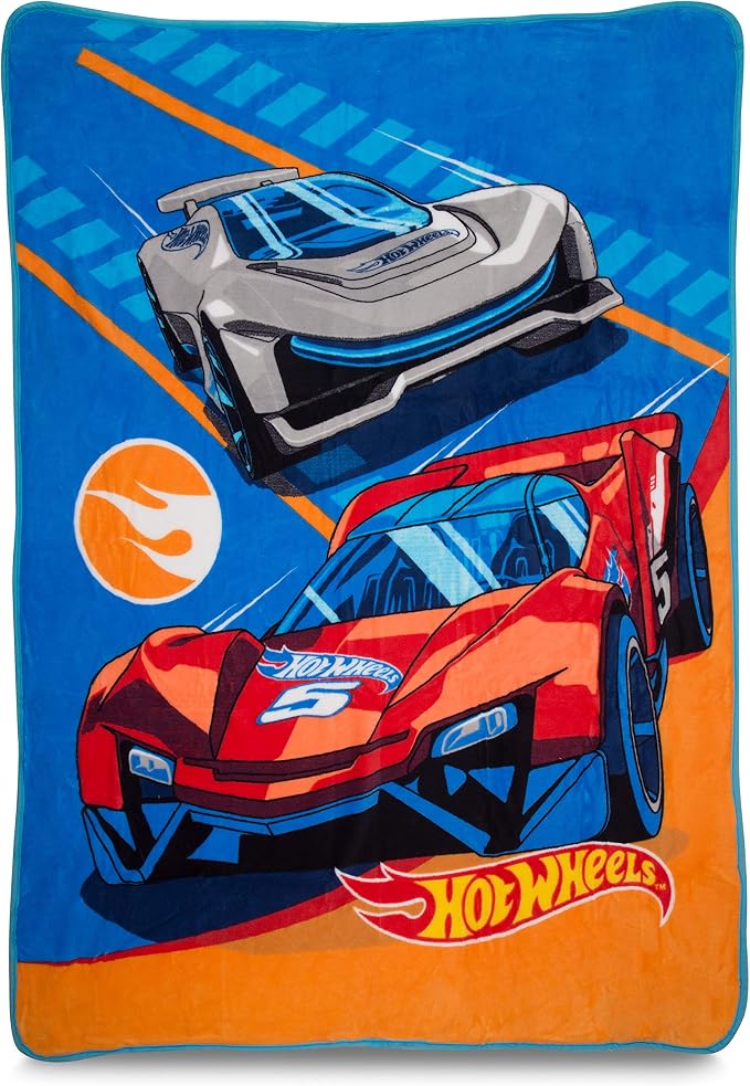 Franco Kids Bedding Super Soft Micro Raschel Throw, 46 in x 60 in, Hot Wheels
