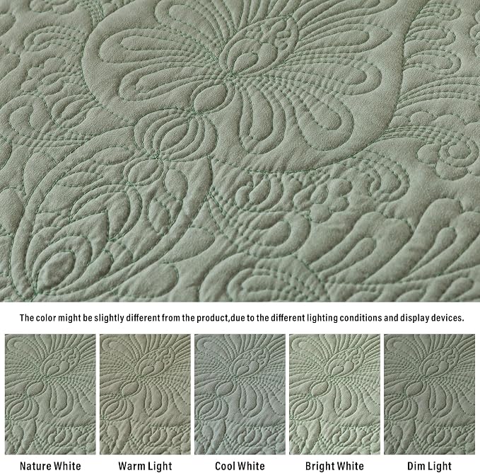 HoneiLife Queen Quilt Bedding Sets - Microfiber Quilt Sets for Queen Bed, 3-Piece Lightweight Bedspreads,Reversible Coverlets Rustic Bedlinen Sets, Embroidered Bedding Sets All Season Quilts