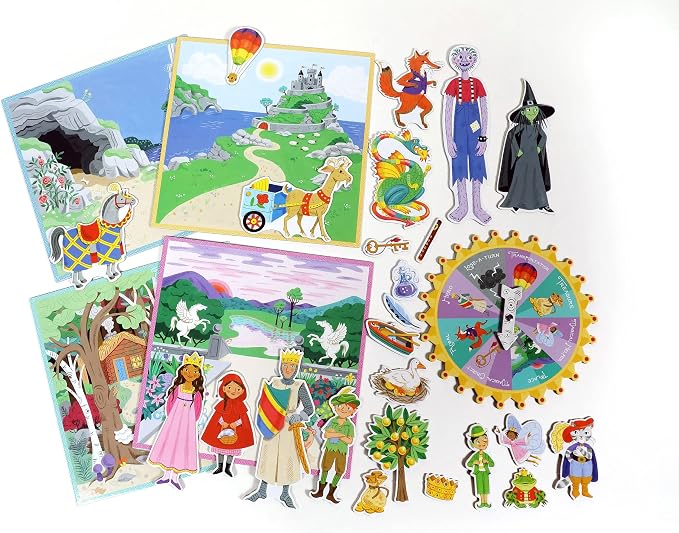 eeBoo Fairytale Spinner Game - Award Winning Story Building Spinner Game, Screen-Free Fun for 2-4 Players, Kids Ages 5 and up