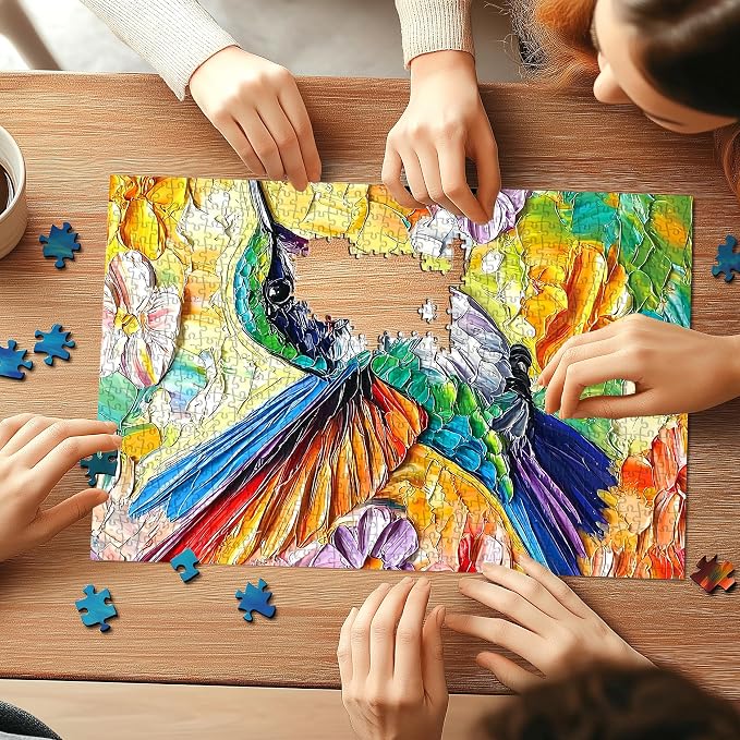 Hummingbird Puzzles for Adults 1000 Pieces, Vintage Flower Bird Jigsaw Puzzles Challenge Art Jigsaw Puzzles Colorful Large Piece Puzzle for Gifts Home Decor, 27.5"x19.7"
