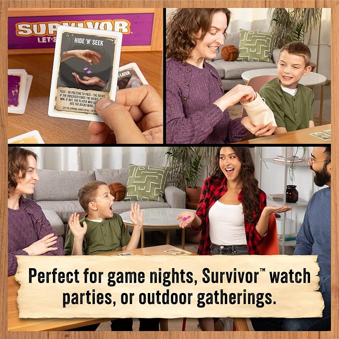Exploding Kittens Survivor: Let’s Go to Rocks Game for Ages 8+, 2 to 6 Players, Strategy and Challenge Party Game with Rocks, Cards, and Immunity Necklace.