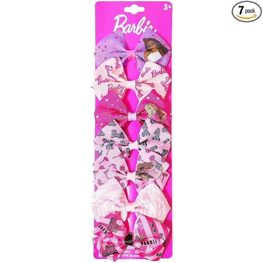 Luv Her Barbie Kids Bows - Hair Accessories Gift Set - Princess Hair Bows - 7 Pcs 4 Inch Bundle - Hair Bows for Girls - Barbie Hair clip - Alligator Clip - Ages 3 +