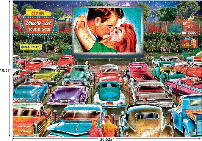 RoseArt - Back to The Past - Drive in Date Night - 1000 Piece Jigsaw Puzzle for Adults