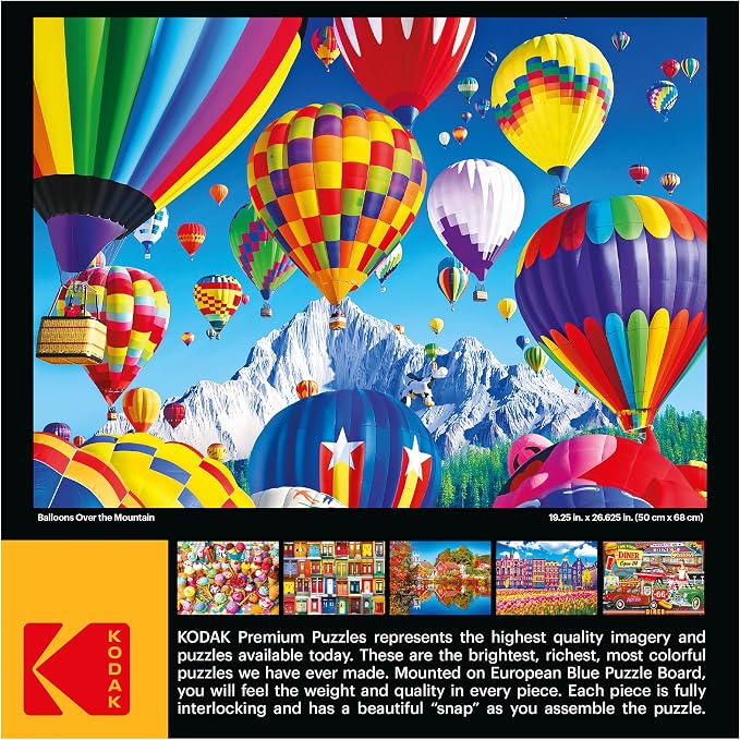 RoseArt - Kodak Premium - Balloons Over a Mountain - 1000 Piece Jigsaw Puzzle for Adults