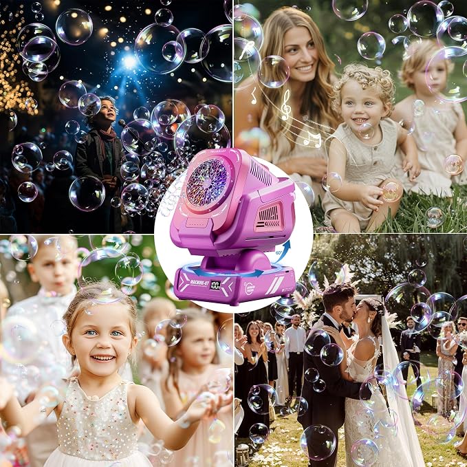 Bubble Machine,Bubble Maker for Party,Outdoor Toys for Kids,Rechargeable/with Remote Control / 7 Color RGB Lights,Wedding Birthday Party, Summer Activities Bubble Blower Gift for Boys & Girls