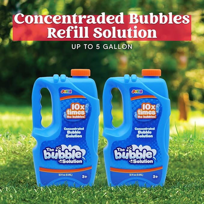 JOYIN 2 Bottles Bubbles Refill Solutions 64 oz (up to 5 Gallon), Concentrated Solution for Bubble Machine, Gun, Wand Refill Fluid Summer, Easter Toys(Blue)