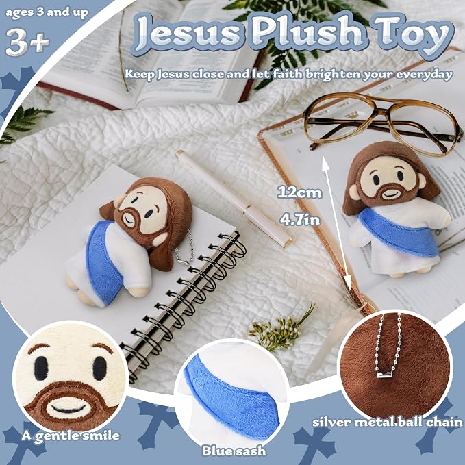 12-Piece Jesus Plush Doll – Soft Religious Stuffed Animal for Kids – Christian Savior Toy for Easter, Baptism, First Communion, and Sunday School Gifts 12"