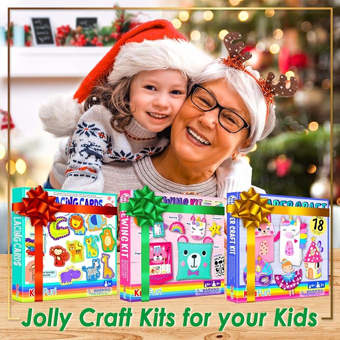 KRAFUN Unicorn & Bunny Beginner Paper Craft Kit for Girls Age 3+ | 16 projects: paper bags, plates & rolls. Princess & Fairy themes. Fun creative activity set for toddler girls