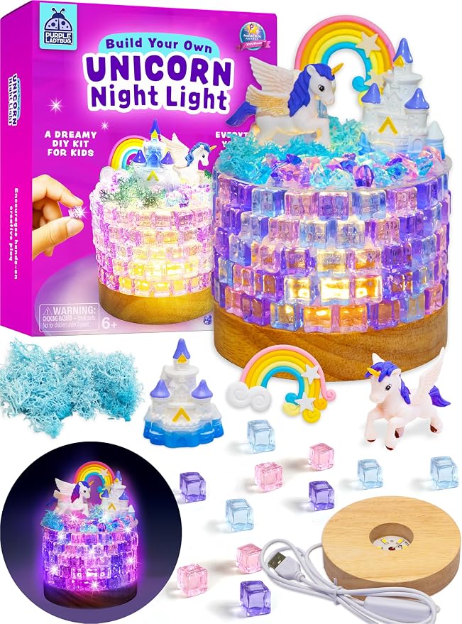 Make Your Own Unicorn Night Light for Girls - Gifts for 7 8 9 10 11 12 Year Old Girls Birthday Gift Unicorn Gift Craft Kits, Crafts for 8-12 Years Old Girl, DIY Arts and Crafts for Kids LED Lamp