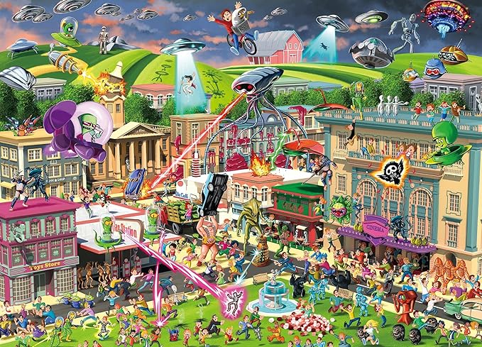 Alien Attack Sci-Fi Classics 1000-Piece Jigsaw Puzzle for Adults | Interactive Brain Teaser, Educational Toys & Games, Home Activities Building Kit for Creative Play | Nostalgic Gifts and Collectibles