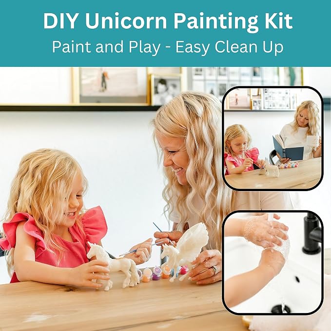 Deluxe Unicorn Painting Kit for Girls - STEM Certified Unicorn Craft for Girls Ages 4-6 & up- Paint Your Own Arts and Crafts Includes 2 DIY Headbands & 8 Kids Painting Crafts for Fun Screen-Free Play