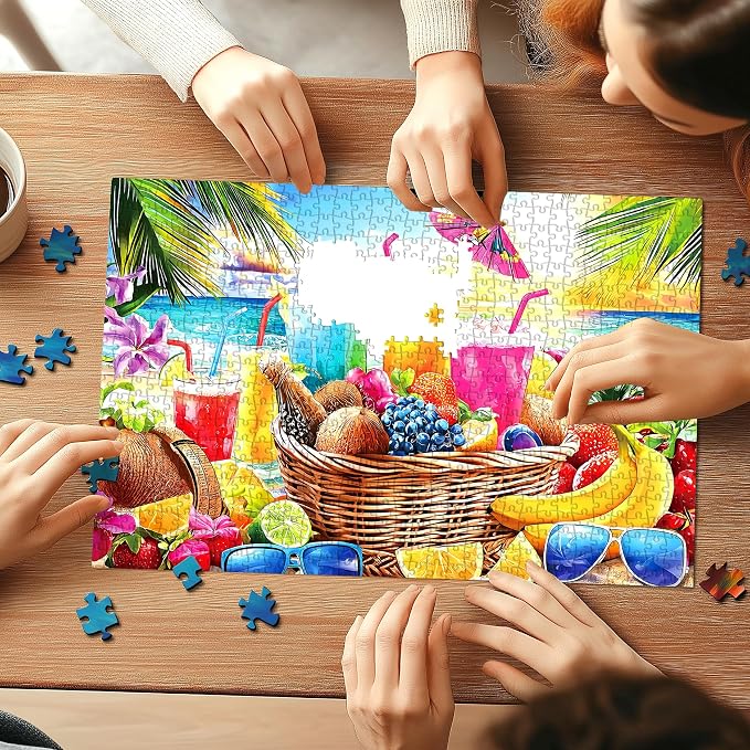 1000 Piece Puzzle for Adults - Beach Picnic Puzzle with Letters on Back 27.5"x19.7", Nature Lovers Challenging Adult Jigsaw Puzzle 1000 Piece, Hard Puzzle for Adults Relax, Art Gift, Family Game Night