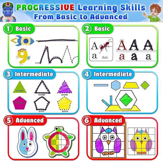 Curious 2 Learn Busy Book for Toddlers 3-5 – Montessori Preschool Learning Activities, Velcro Sensory Toy, Travel Toys Airplane Car, 28 Activities with Carry Bag & Markers – Pre-K Gift Boys Girls