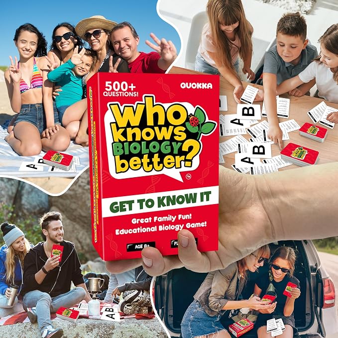 Board Games for Kids 8-12 – Family Card Games for Kids and Adults – Biology Trivia Cards for Family Game Night – Who Knows Biology Better – 500+ Questions – Fun Card Game for Families and Teens