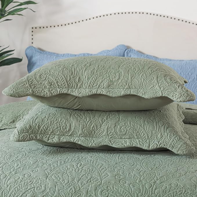 HoneiLife Quilt Sets King Size - 3 Piece Microfiber Quilt Set Lightweight Bedspreads Reversible Coverlets Rustic Bed Cover King Quilt Bedding Sets All Season Quilts