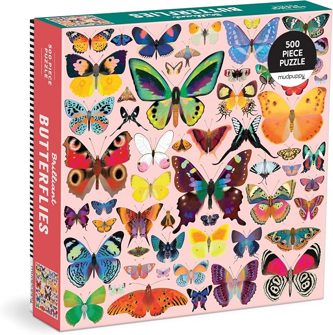 Mudpuppy Brilliant Butterflies – 500 Piece Family Jigsaw Puzzle with Colorful and Fun Illustrations of Beautiful Butterflies for Children Ages 8 and Up