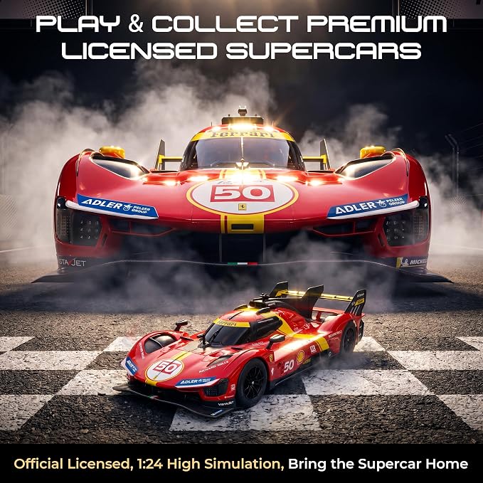 BEZGAR Ferrari Remote Control Car, Officially Licensed 1:24 Scale 2.4GHz Ferrari 499P RC Car, Hobby Grade Model Vehicle for Boys Girls Age 4-7 8-12