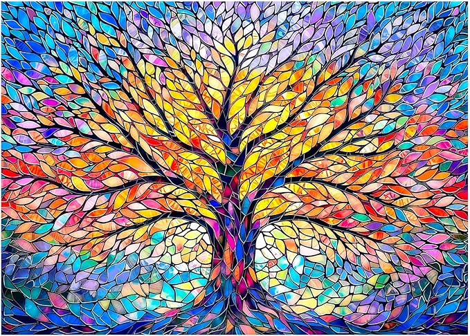 Tree of Life Mosaic Puzzles for Adults 1000 Pieces,Challenging Jigsaw Puzzles for Adults 1000 Pieces,Hard Difficult Impossible Puzzle for Family Game Night,Puzzle with Letters on Back Games