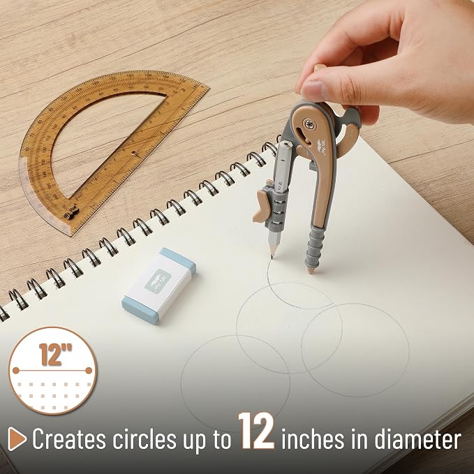 Mr. Pen- Geometry Compass and Protractor Set, 6 Inch Compass | 6 Inch Protractor, Drawing Tool for School, Clear Plastic, Easy Grip, Precision Design for Math, Art, Drafting, Architecture