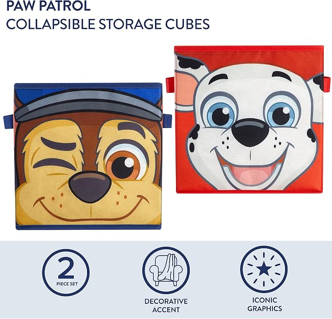 Paw Patrol Collapsible Storage Cubes, Set of 2, 10"x10"