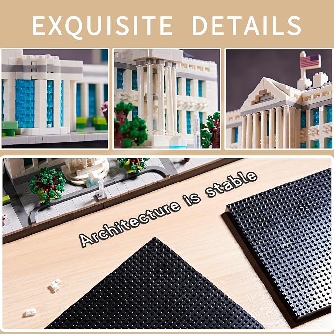 KLMEi Architecture Sets for Adults White House U.S. Capital Collection Building Kit Micro Blocks Famous Landmark, Mini Bricks Toys Presents for Kids 3520 PCS
