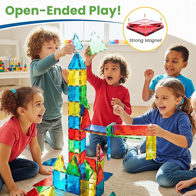 100 Pc Magnetic Tiles Magnetic Building Blocks Set for Kids Educational Magnet Tiles for Kids