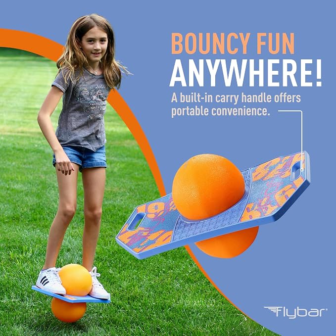 Flybar LED Pogo Trick Ball for Kids Balance Bounce Board w/Anti-Slip Deck