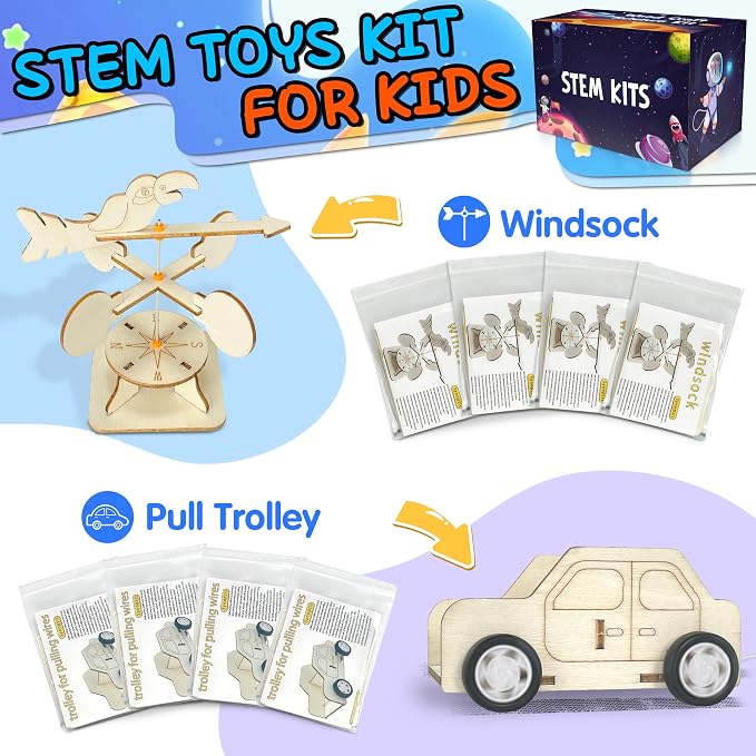 LINAYE 24 Packs STEM Kits for Kids, 6 in 1 Treasure Box Toy Stem Projects Crafts for Kids Age 8-12 Valentines Gifts for Classroom Science Birthday Party Favors Gifts for Boys Girls Ages 8 9 10 11 12