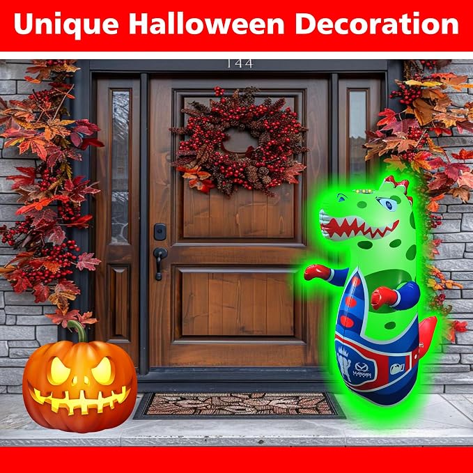 Marwan Sports Dinosaur Punching Bag for Kids Ages 3-10 — 47" Sensory Bop Bag, Glow-in-the-Dark with Roaring Sounds & Color Changing Lights | Indoor Energy Burner & Birthday Gift for Active Kids