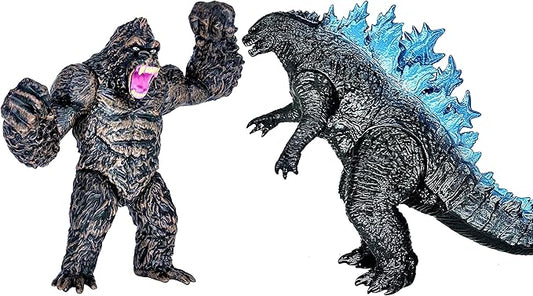 TwCare Set of 2 Monster Figure King of The Monsters vs King Kong Toys, Movable Joints Action Movie Series Soft Vinyl Toy Figures, Travel Bag
