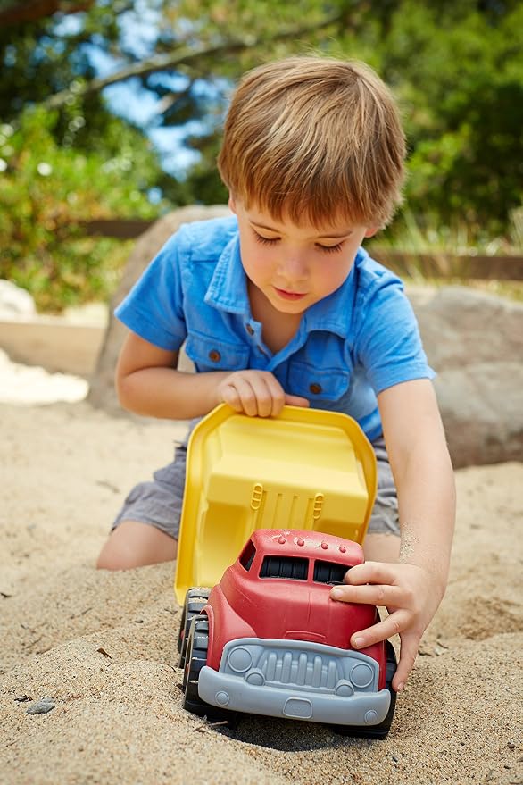 Green Toys Dump Truck in Yellow and Red - BPA Free, Phthalates Free Toys for Gross/Fine Motor Skill Development. Pretend Play , Red/Yellow